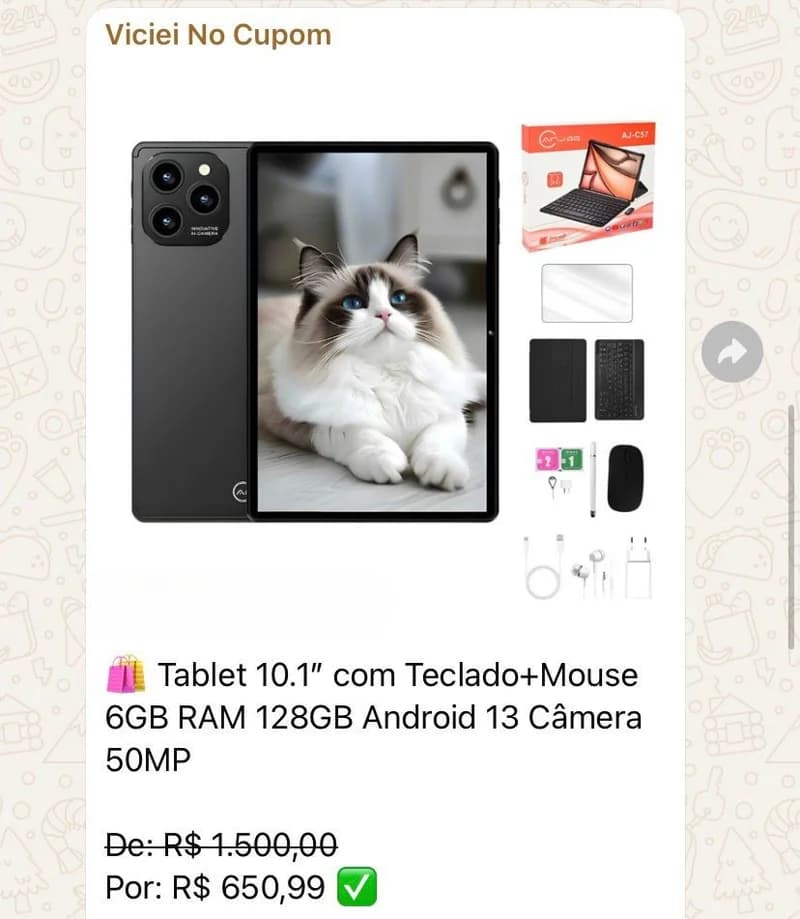 Promocao de tablet em destaque do Viciei No Cupom